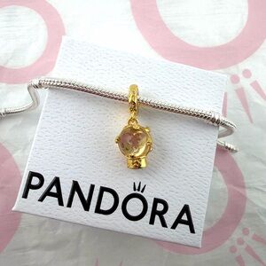 Pandora Gold Plated Heart Snowflake Snow Globe Dangle charm